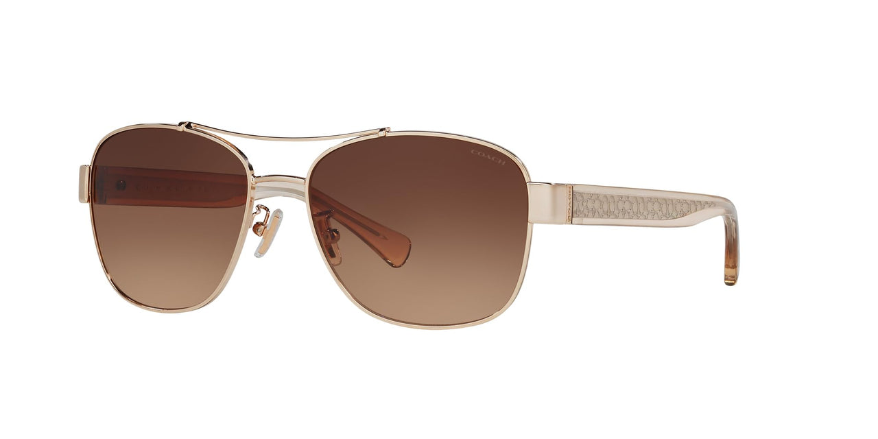 Coach HC7064 Sunglasses, Light Gold/Brown Gradient, 56 mm