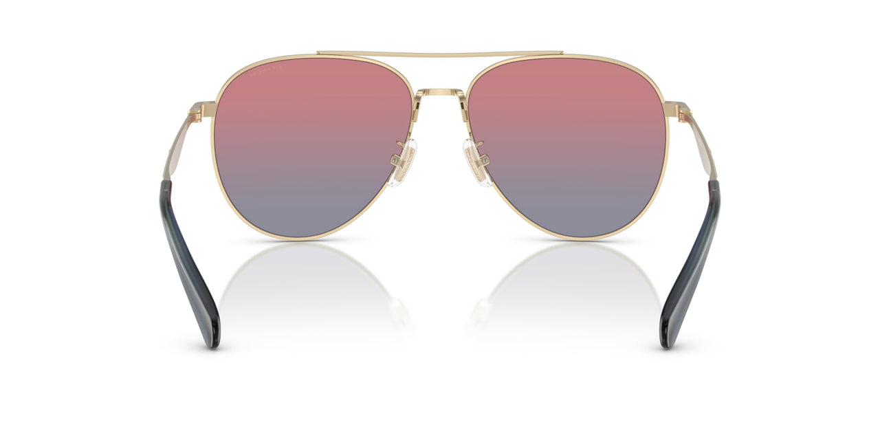 COACH Women's HC7169 Aviator Sunglasses, Shiny Light Gold/Blue Saddle Gradient, 57 mm