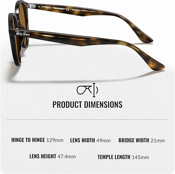 Ray-Ban RB2180 POLARIZED Round Shaped Sunglasses for Men & Women – Includes Official Rayban Eyewear Kit – Ideal Formal & Casual Wear Sunglasses – B-15 Brown Lens