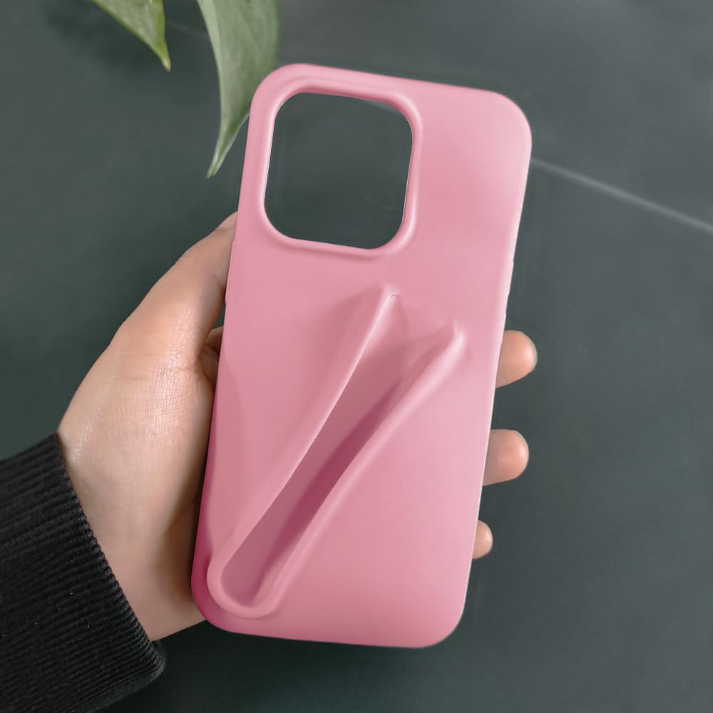 Generic Lip Gloss Phone 14 Pro Max Case - Premium Silky Silicone Lip and Phone Case with Puffy Back and Tactile Buttons for Easy Grip - Protective and Stylish Case Phone 14 Pro Max (Pink)
