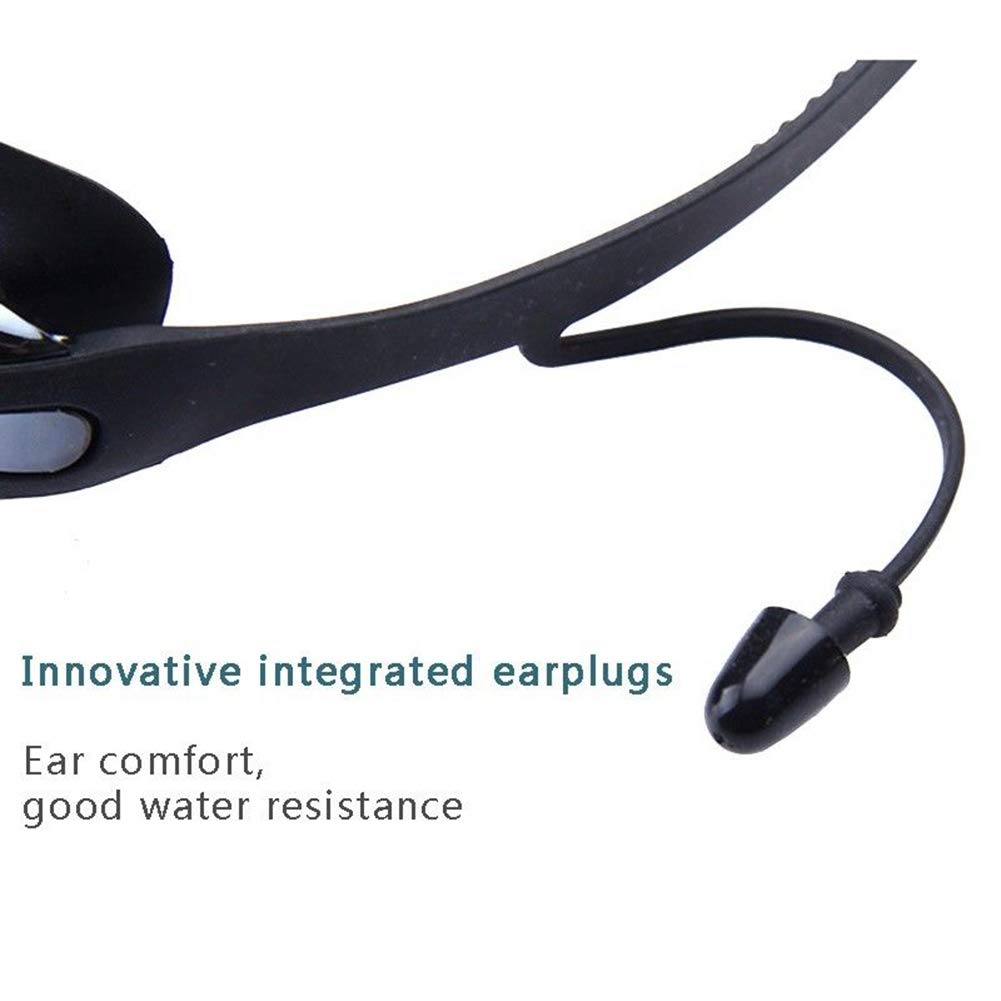 Aokelily Swim Goggles and Cap Set 4 in 1, UV 400 Protection Lenses Clear Anti-Fog Swimming Goggles Waterproof No Leaking with Nose Clip + Ear Plugs for Adult Men Women Kids (Black)