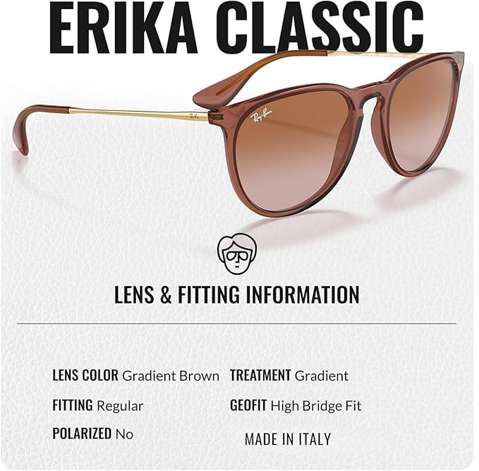 Ray-Ban RB4171 ERIKA CLASSIC Phantos Shaped Non-Polarized Sunglasses for Women – Includes Official RAYBAN Eyewear Kit – Ideal Formal & Casual Wear Sunglasses – Gradient Brown Lens