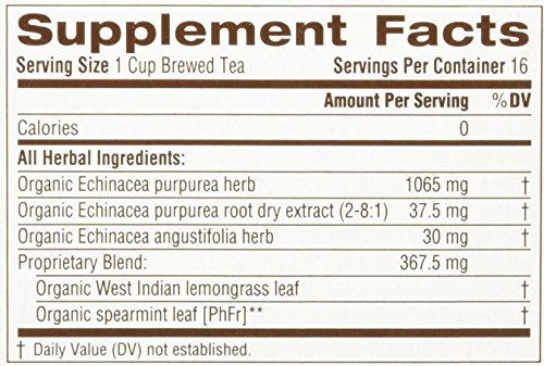 Traditional Medicinals Organic Echinacea Plus Seasonal Tea (Pack of 1), Promotes Immune Function, 16 Tea Bags