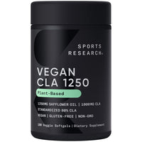 Thumbnail for Sports Research Vegan CLA - 1250mg with Active Conjugated Linoleic Acid for Men & Women | Non-GMO, Soy & Gluten Free - 80% (180 Softgels)