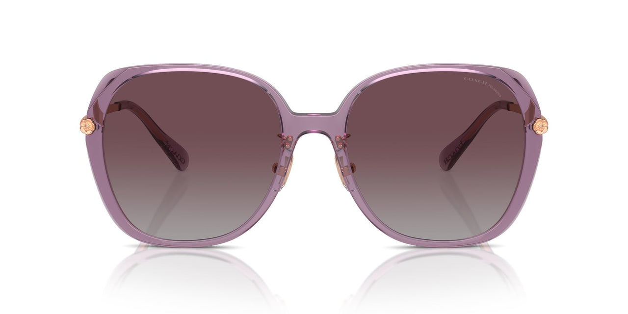 COACH Women's HC8403D Square Sunglasses, Transparent Purple/Grey Purple Gradient Polarized, 59 mm