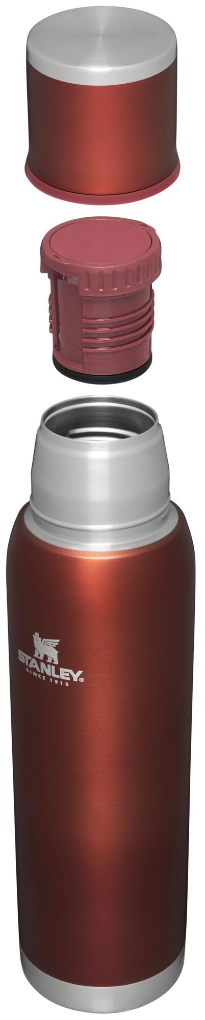 Stanley Adventure-To-Go Vacuum Bottle 1.4 qt | Wide Mouth with Leakproof Cup Lid | Keep Drinks Hot or Cold | Packable for Travel | Insulated Stainless Steel Thermal Bottle | BPA-Free | Clay Glow