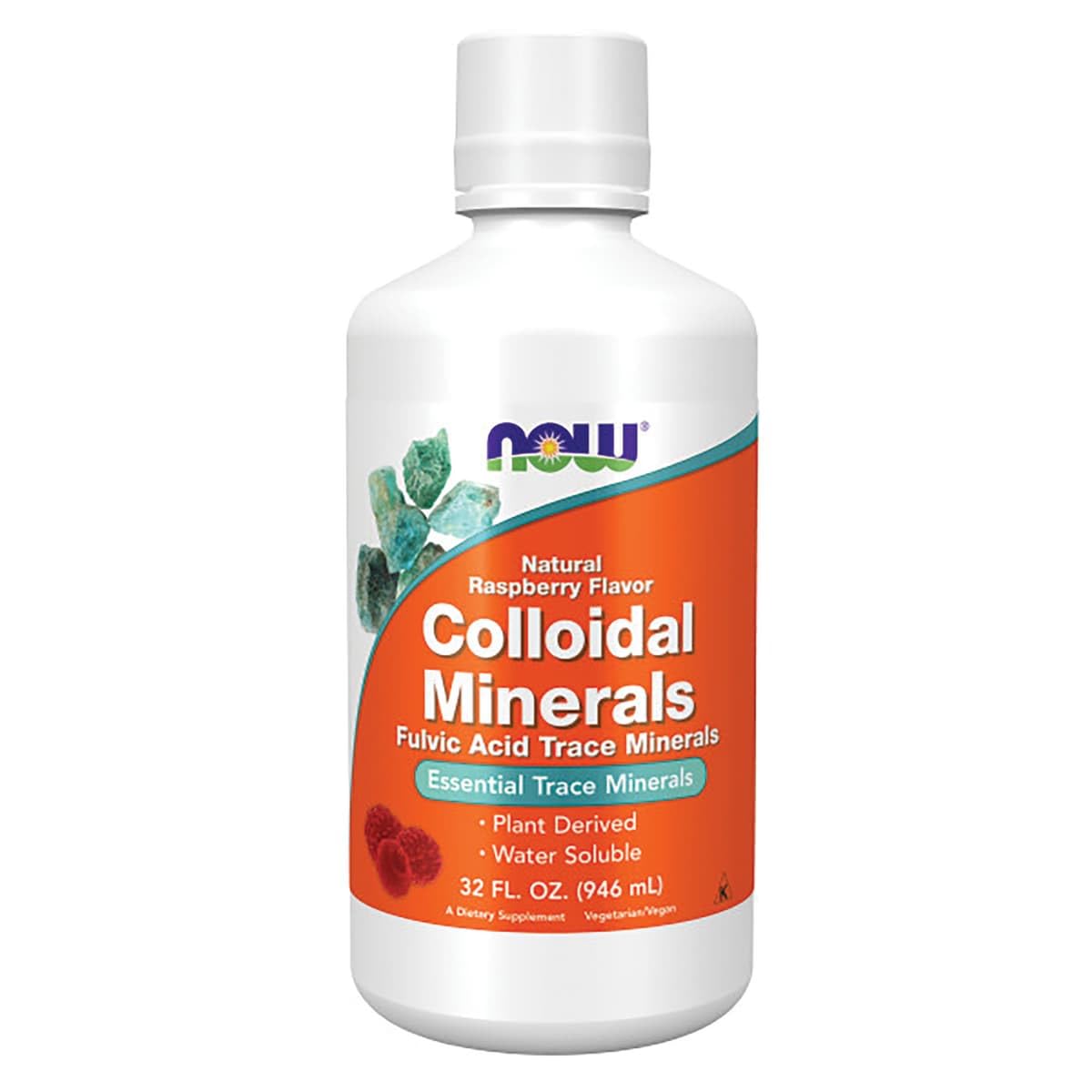 NOW Foods Supplements, Colloidal Minerals Liquid, Plant Derived, Essential Trace Minerals, Raspberry, 32-Ounce