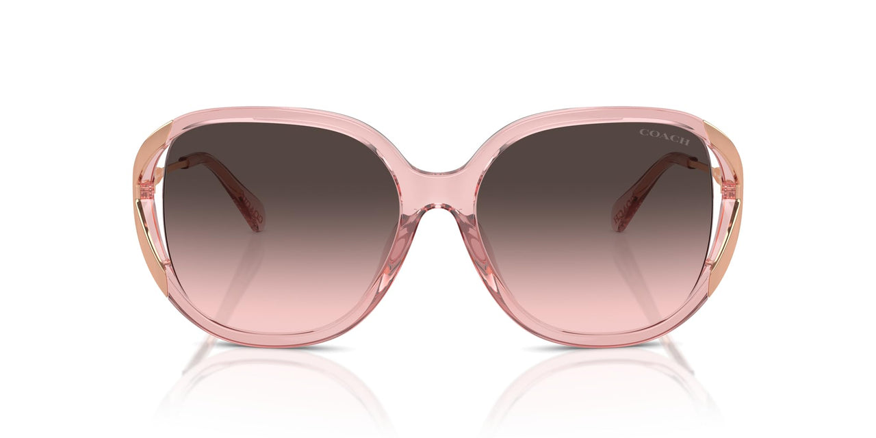 COACH Women's HC8396U Universal Fit Square Sunglasses, Transparent Pink/Grey Pink Gradient, 56 mm