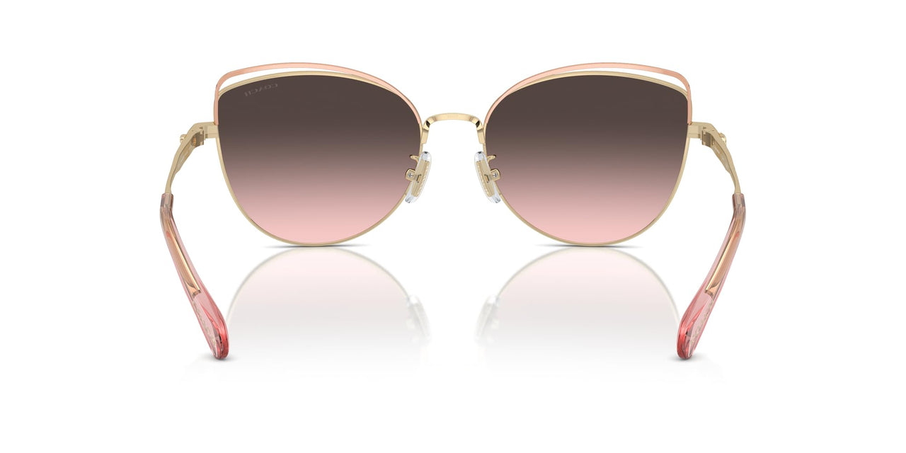COACH Women's HC7162 Cat Eye Sunglasses, Shiny Light Gold/Rose/Grey Pink Gradient, 57 mm