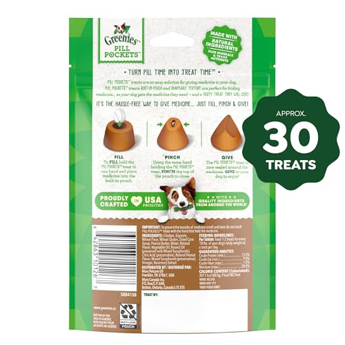 Greenies Pill Pockets for Dogs Small Size, Tablet Pill Treats for Dogs, Peanut Butter Flavor, 3.2 oz. Pouch
