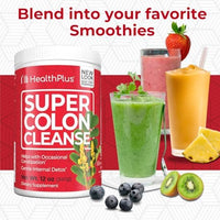 Thumbnail for Health Plus Super Colon Cleanse, 12 oz Powder, 68 Servings - Natural Detox, Digestive Constipation Relief, Gentle Gut Cleanse with Psyllium Husk & Senna Leaf
