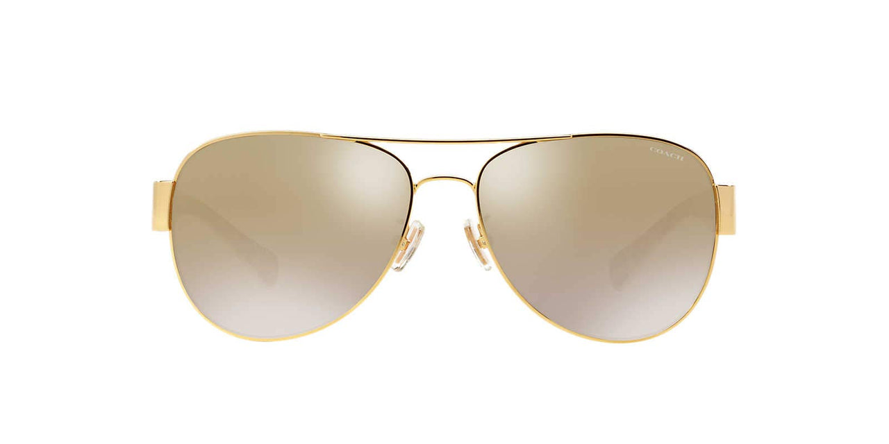 Coach HC7059 Sunglasses, Gold/Gold Mirrored Gradient, 58 mm