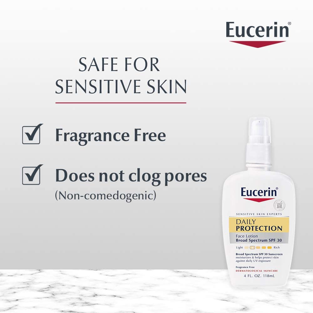 Eucerin, Daily Protection Face Lotion & Sunscreen, SPF 30, Fragrance Free, 4 fl oz (118 ml)