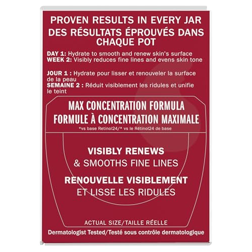 Olay Retinol Face Moisturizer, 24 MAX Anti-Aging Night Cream for Women, Fragrance-Free, Non Greasy - Anti-Wrinkle, Smooth Fine Lines, Tightening, Hydrating Skin Care - Peptides, Glycerin, 1.7 Oz