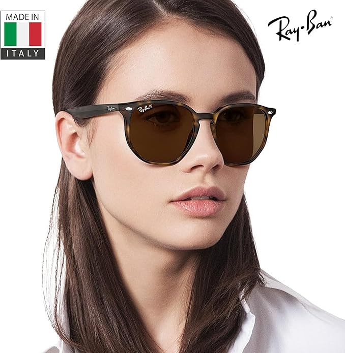Ray-Ban RB4306 POLARIZED Square-Round Shaped Sunglasses for Men & Women – Includes Official Rayban Eyewear Kit – Ideal Formal & Casual Wear Sunglasses – B-15 Brown Lens