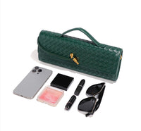 Thumbnail for Covelin Women's Handmade Woven Evening Bag Leather Shoulder Clutch Handbag Fashion Crossbody Purse Wine Red