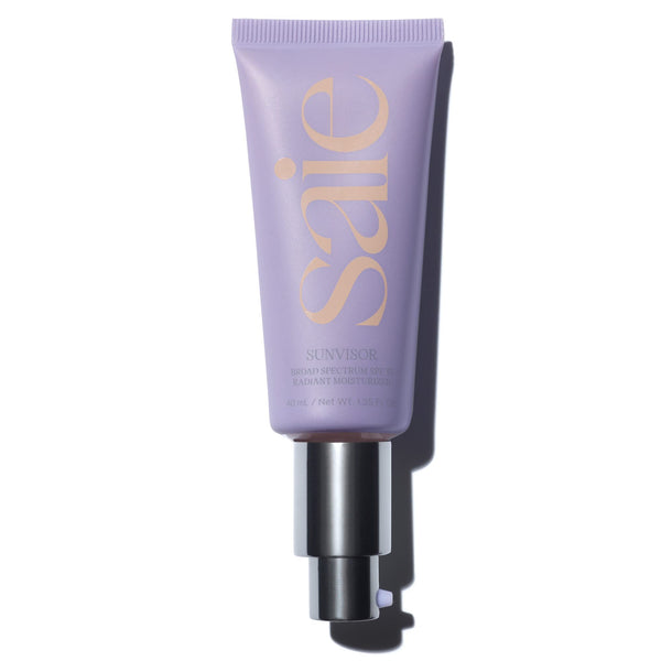 Saie Sunvisor Broad Spectrum Sunscreen Moisturizer SPF 35 - Hydrating Daily Face Sunscreen with 100% Sheer Mineral Zinc Oxide, Hyaluronic Acid + Vitamin C for Radiant, Dewy Skin (1.35 fl oz)