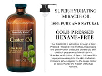 Thumbnail for Essentially KateS Castor Oil 16 Fl Oz (Glass Bottle) - Original - A Huge Glass Bottle with a Pump - 100% Pure and Natural, Cold Pressed, and Hexane-Free - Hair and Body