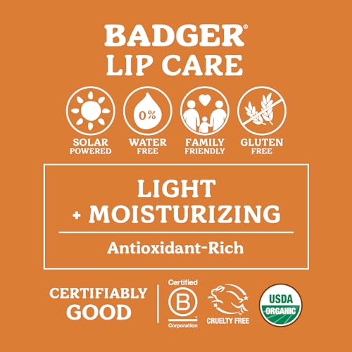 Badger - Herbal Lip Balm, Tea Tree & Lemon, Certified Organic Lip Balm, Fair Trade, Herbal Lip Care, 0.15 oz (4 Pack)