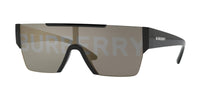 Thumbnail for Burberry BE 4291 3001/G Black Plastic Rectangle Sunglasses Gold Mirror Lens