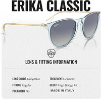 Thumbnail for Ray-Ban RB4171 ERIKA CLASSIC Phantos Shaped Non-Polarized Sunglasses for Women – Includes Official RAYBAN Eyewear Kit – Ideal Formal & Casual Wear Sunglasses – Grey/Blue Lens