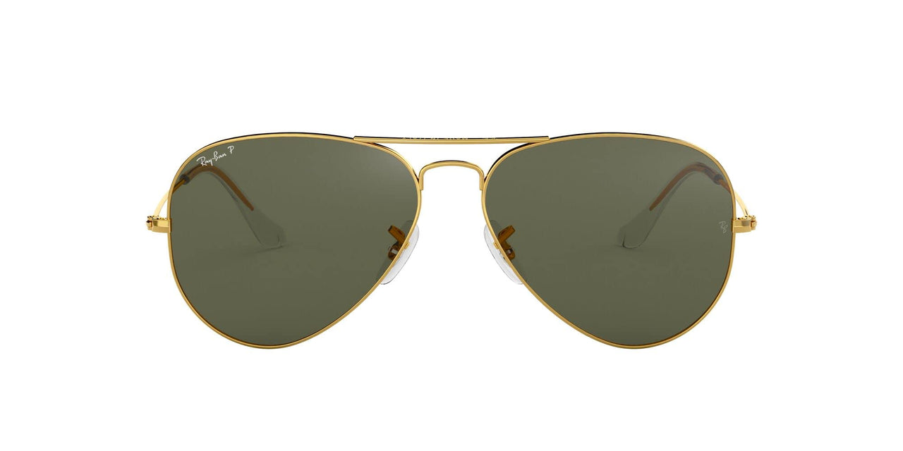 Ray-Ban Unisex RB3025 Classic Polarized Aviator Sunglasses, Gold/Green Polarized, 55 mm