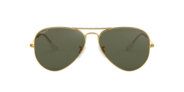 Ray-Ban Unisex RB3025 Classic Polarized Aviator Sunglasses, Gold/Green Polarized, 55 mm