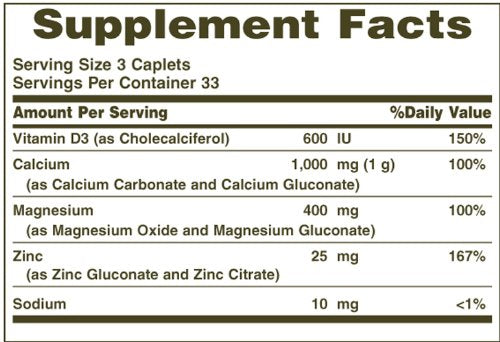 Nature's Bounty Calcium Magnesium Zinc, 100 Count, Pack of 6