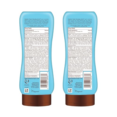 Hawaiian Tropic Everyday Active Lotion Sunscreen SPF 30, 8Fl Oz Twin Pack, Hawaiian Tropic Sunscreen SPF 30, Sunblock, Oxybenzone Free Sunscreen, Broad Spectrum Sunscreen Pack, 8Fl Oz each