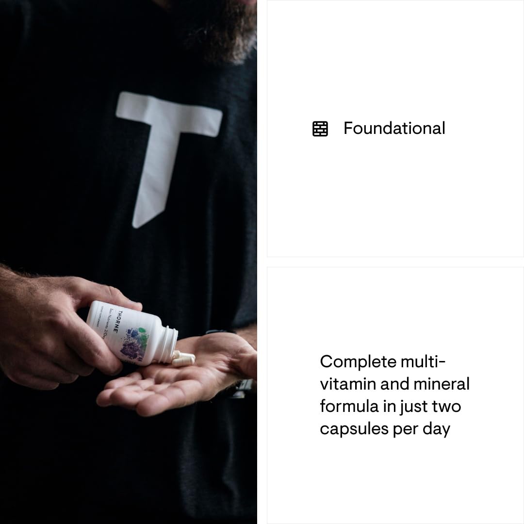 THORNE Basic Nutrients 2/Day - Comprehensive Daily Multivitamin with Optimal Bioavailability - Vitamin & Mineral Formula - Gluten, Dairy & Soy-Free - 60 Capsules - 30 Servings