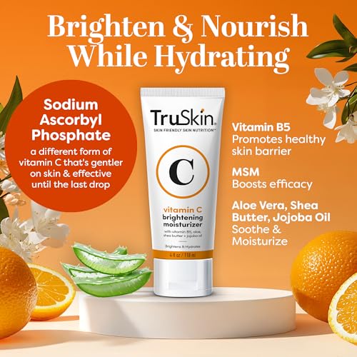 TruSkin Vitamin C Moisturizer Face Cream – Brightening, Anti Aging, Hydrating, Skin Wrinkle Cream – Vitamin B5, Vitamin E, Jojoba Oil, Aloe Vera & Green Tea, 1.7 Fl Oz