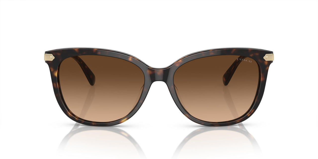 Coach HC8378U Universal Fit Sunglasses, Dark Tortoise/Brown Gradient, 57 mm