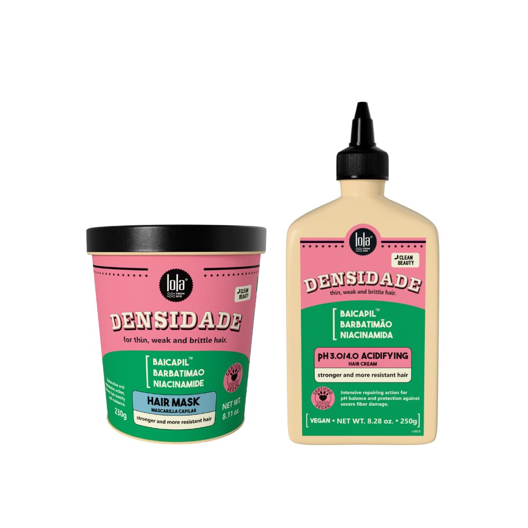 Lola From Rio Densidade Duo – Strengthening Hair Bundle with Deep Treatment Mask & Acidifying Cream – Boosts Density, Smooths, and Restores for Thinning, Damaged, or Chemically Treated Hair