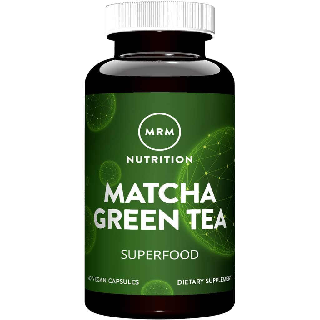MRM Matcha Green Tea Capsules - For Women & Men - Natural Green Tea Leaf Capsules - Antioxidants, Caffeine, Vitamins & Minerals for Daily Productivity & Nutrition. Vegan and Gluten-Free - 60 Servings