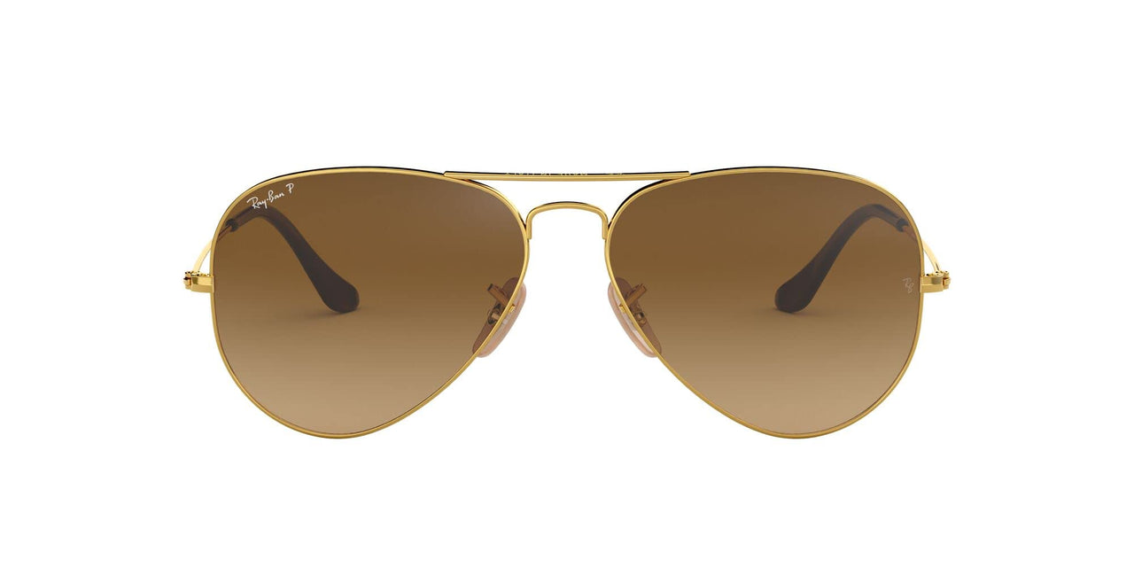 Ray-Ban Unisex RB3025 Classic Polarized Aviator Sunglasses, Gold/Polarized Brown Gradient, 58 mm