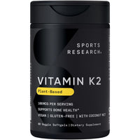 Thumbnail for Sports Research® Vitamin K2 as MK-7 100mcg with Coconut MCT Oil - 60 Veggie Softgels (2 Month Supply) Vegan Certified, Non-GMO Verified, Gluten & Soy Free