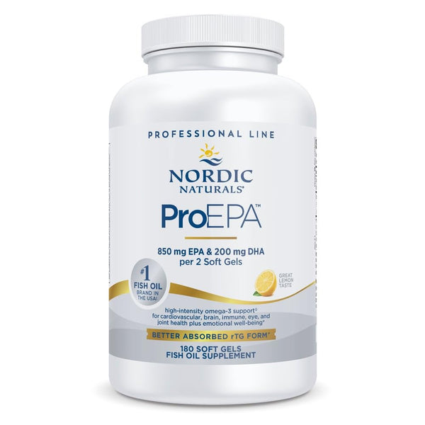 Nordic Naturals ProEPA, Lemon - 180 Soft Gels - 1210 mg Omega-3 - High-Intensity EPA Formula for Healthy Mood, Heart Health & Cellular Function - Non-GMO - 90 Servings