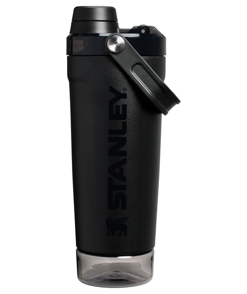 STANLEY Vitalize Shaker Bottle 20 oz | Leakproof Insulated Stainless Steel Shaker Cup | Base Storage and Twist On Fast Flow Lid | Protein Shakes and Pre Workout Powder | BPA-Free | Black