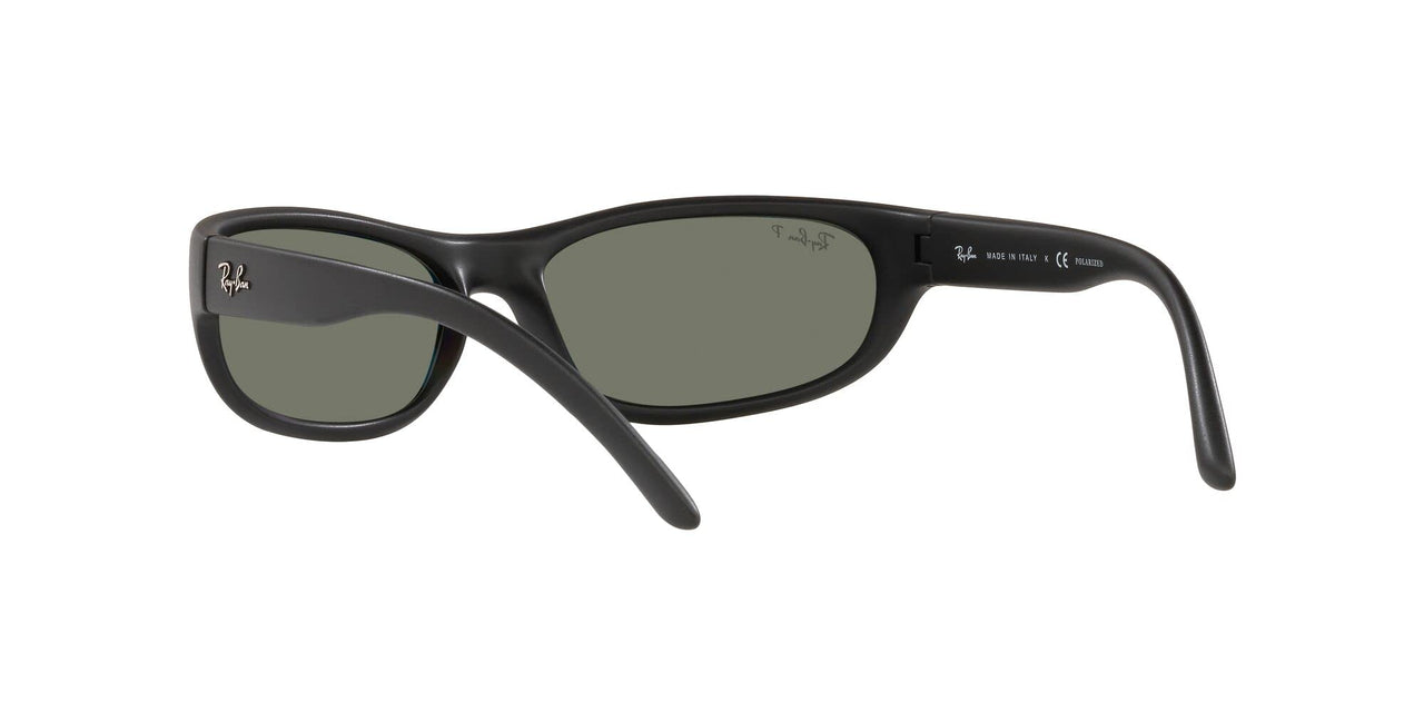 Ray-Ban Men's RB4033 Predator Rectangular Sunglasses, Matte Black/Polarized Green, 60 mm