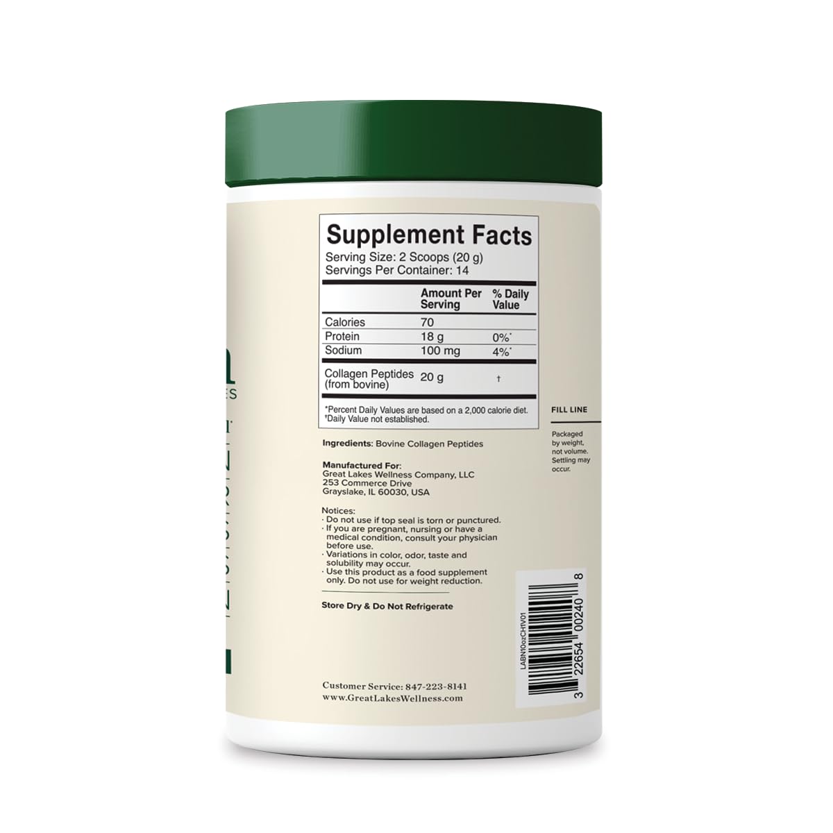 Great Lakes Wellness Collagen Peptides Powder – Supports Skin, Hair, Nails, Joints & Digestion – Hydrolyzed, Quick Dissolve, Non-GMO, Keto & Kosher – Pure Collagen Protein (10 oz, 14 Servings)