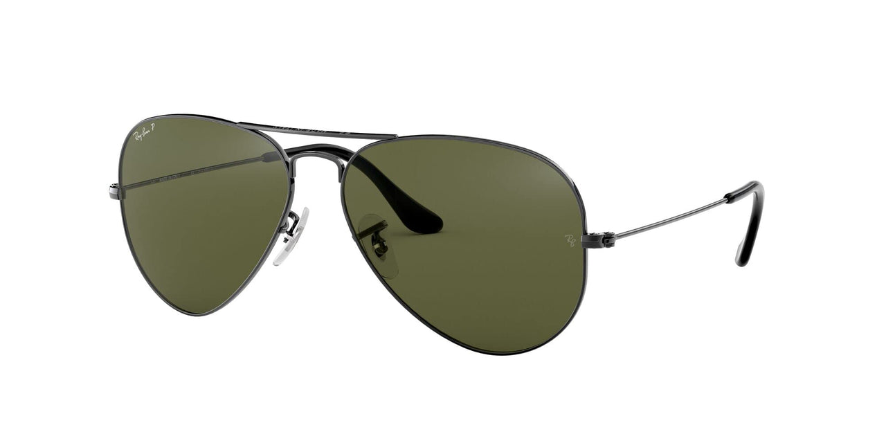 Ray-Ban RB3025 Classic Aviator Sunglasses, Gunmetal/Polarized G-15 Green, 62 mm