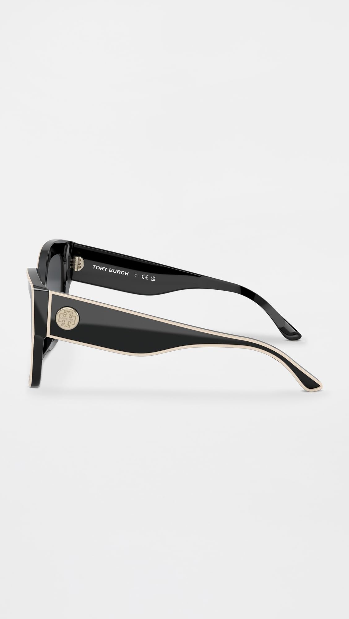 Tory Burch Women's Monogram Butterfly Sunglasses, Black With Ivory Piping, 54/19/140