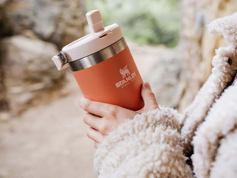 STANLEY IceFlow Stainless Steel Tumbler - Vacuum Insulated Water Bottle for Home, Office or Car Reusable Cup with Straw Leak Resistant Flip Cold for 12 Hours or Iced for 2 Days, Grapefruit, 30OZ