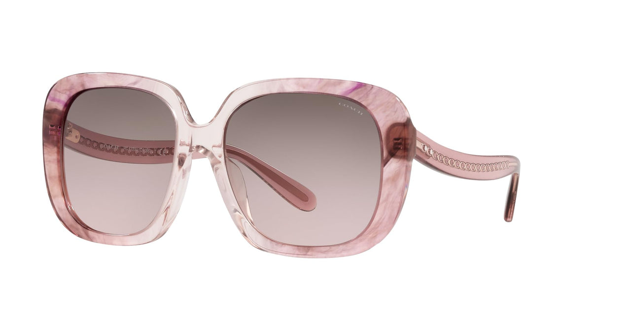 Coach HC8323U Universal Fit Sunglasses, Transparent Pink Ombre/Brown Pink Gradient, 56 mm