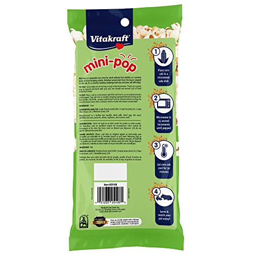 Vitakraft Mini-Pop Treat for Small Animals 6 oz – All-Natural Single-Ingredient Snack - Serve Popped or Unpopped – Enrichment, Chewing, Fun, Natural Teeth Wear – Rabbit, Hamster, Gerbil, Guinea Pig