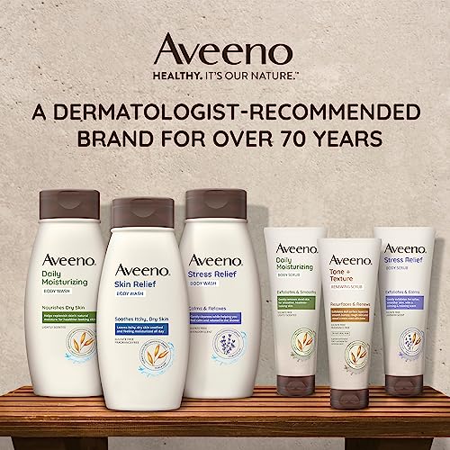 Aveeno Stress Relief Body Wash for Women, Calming Lavender Scent & Prebiotic Oat, Cleanser for Sensitive Dry Skin, Paraben, Dye & Soap-Free, 33 Fl Oz
