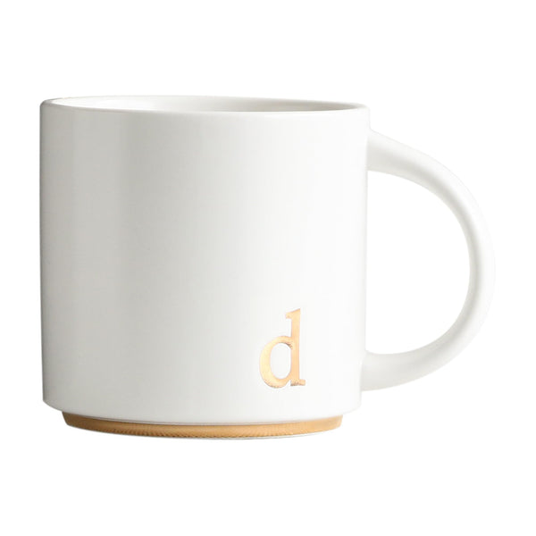COLLECTIVE HOME - Monogram Ceramic Mugs, 15 oz Golden Initial Coffee Cups, Elegant Alphabet Tea Mugs, Elegant Personalized Mug with Gift Box, Luxurious Cups for Office and Home (d)