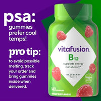 Thumbnail for vitafusion Vitamin B12 Gummy Vitamins for Energy Metabolism Support, Raspberry Flavored, America’s Number 1 Gummy Vitamin Brand, 70 Day Supply, 140 Count