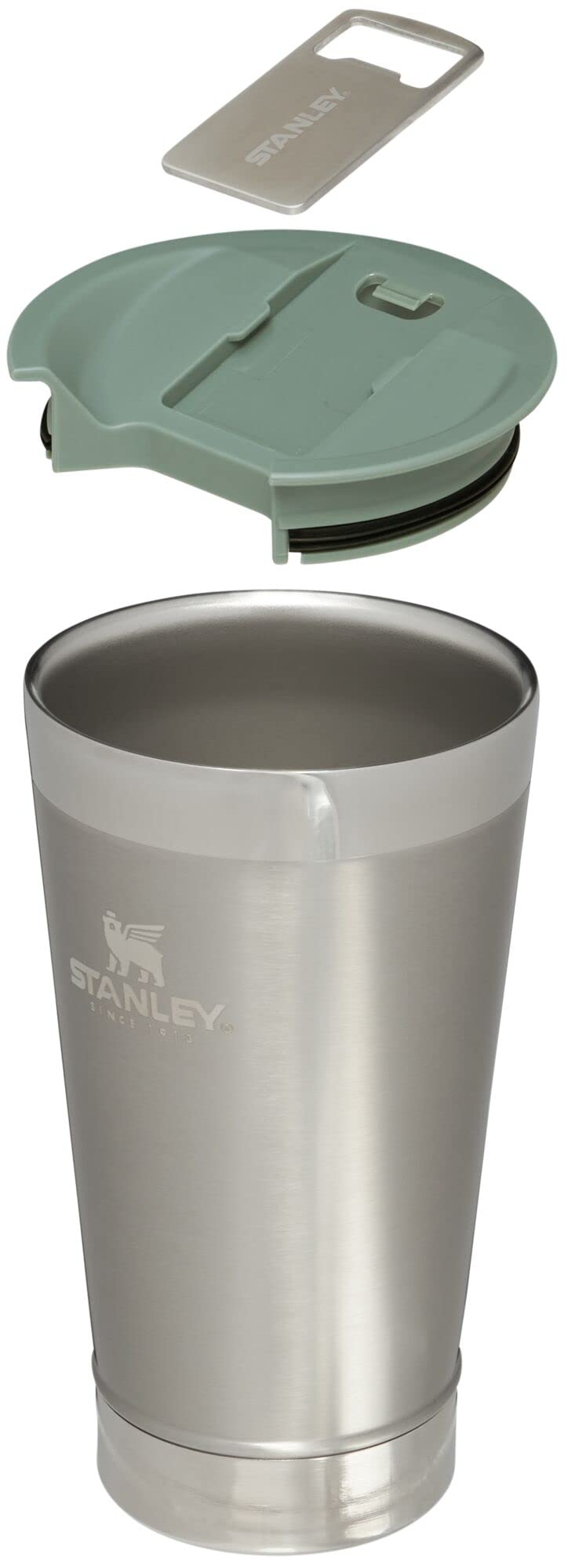 Stanley Stay-Chill Beer Pint 16 oz | Wide Mouth Lid | Built-in Bottle Opener | Beer Tumbler Cup | Insulated Stainless Steel Pint Glass | BPA-Free | Stainless Steel