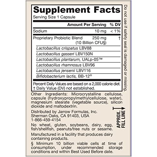 Jarrow Formulas Fem-Dophilus Advanced Vaginal & Digestive Probiotics 10 Billion CFU with 6 Science Backed Strains, for Vaginal, Urinary Tract, Digestive & Immune Support, 30 Capsules, Shelf-Stable